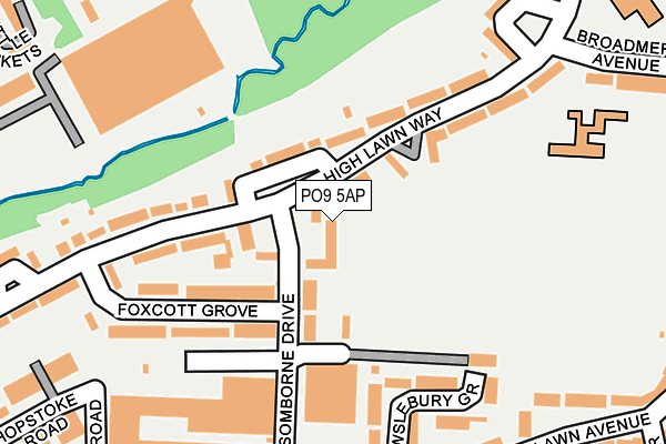 PO9 5AP map - OS OpenMap – Local (Ordnance Survey) PO9 5AP map - OS OpenMap – Local (Ordnance Survey)