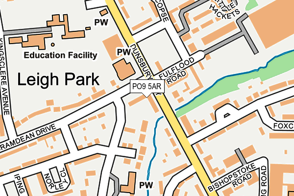 PO9 5AR map - OS OpenMap – Local (Ordnance Survey) PO9 5AR map - OS OpenMap – Local (Ordnance Survey)