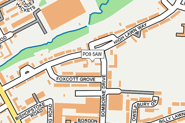 PO9 5AW map - OS OpenMap – Local (Ordnance Survey) PO9 5AW map - OS OpenMap – Local (Ordnance Survey)