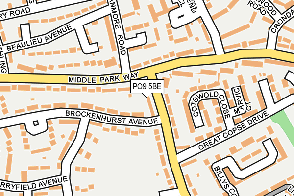 PO9 5BE map - OS OpenMap – Local (Ordnance Survey) PO9 5BE map - OS OpenMap – Local (Ordnance Survey)