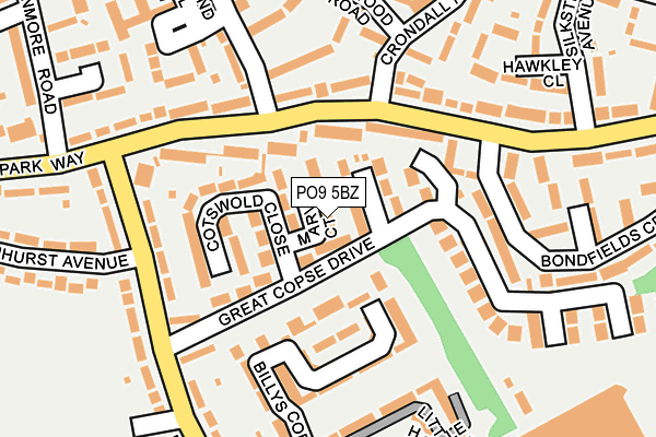 PO9 5BZ map - OS OpenMap – Local (Ordnance Survey) PO9 5BZ map - OS OpenMap – Local (Ordnance Survey)