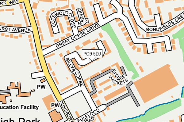 PO9 5DJ map - OS OpenMap – Local (Ordnance Survey) PO9 5DJ map - OS OpenMap – Local (Ordnance Survey)