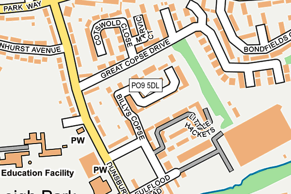 PO9 5DL map - OS OpenMap – Local (Ordnance Survey) PO9 5DL map - OS OpenMap – Local (Ordnance Survey)