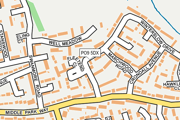 PO9 5DX map - OS OpenMap – Local (Ordnance Survey) PO9 5DX map - OS OpenMap – Local (Ordnance Survey)