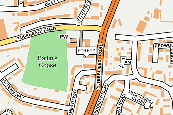 PO9 5GZ map - OS OpenMap – Local (Ordnance Survey) PO9 5GZ map - OS OpenMap – Local (Ordnance Survey)