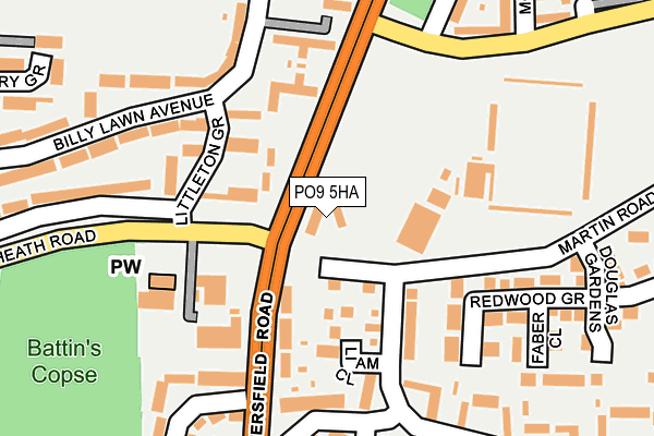 PO9 5HA map - OS OpenMap – Local (Ordnance Survey) PO9 5HA map - OS OpenMap – Local (Ordnance Survey)