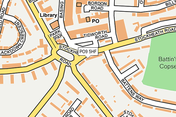 PO9 5HF map - OS OpenMap – Local (Ordnance Survey) PO9 5HF map - OS OpenMap – Local (Ordnance Survey)