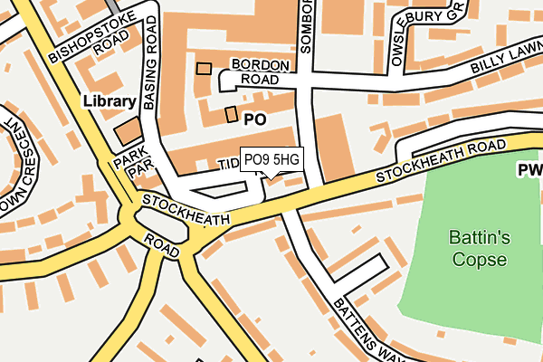 PO9 5HG map - OS OpenMap – Local (Ordnance Survey) PO9 5HG map - OS OpenMap – Local (Ordnance Survey)