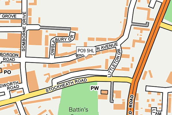 PO9 5HL map - OS OpenMap – Local (Ordnance Survey)