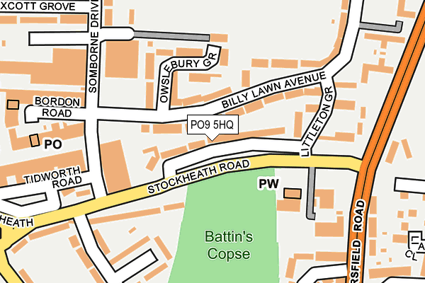PO9 5HQ map - OS OpenMap – Local (Ordnance Survey) PO9 5HQ map - OS OpenMap – Local (Ordnance Survey)