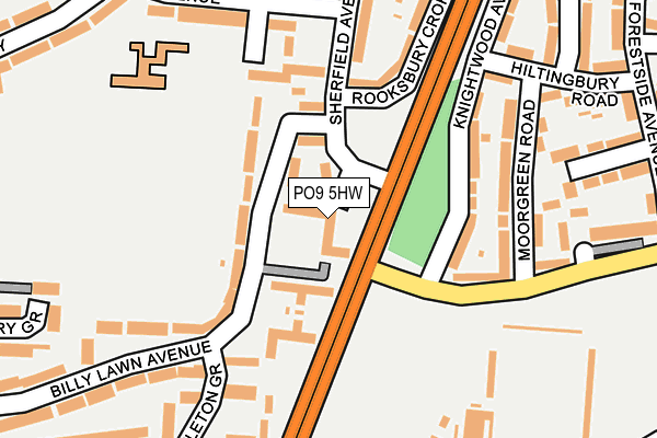 PO9 5HW map - OS OpenMap – Local (Ordnance Survey) PO9 5HW map - OS OpenMap – Local (Ordnance Survey)