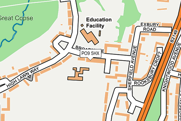 PO9 5HX map - OS OpenMap – Local (Ordnance Survey) PO9 5HX map - OS OpenMap – Local (Ordnance Survey)