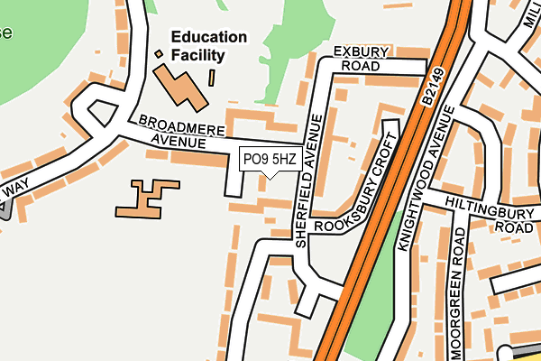 PO9 5HZ map - OS OpenMap – Local (Ordnance Survey) PO9 5HZ map - OS OpenMap – Local (Ordnance Survey)