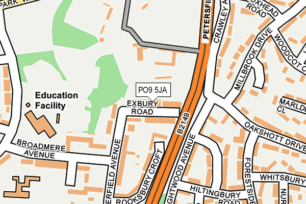 PO9 5JA map - OS OpenMap – Local (Ordnance Survey) PO9 5JA map - OS OpenMap – Local (Ordnance Survey)