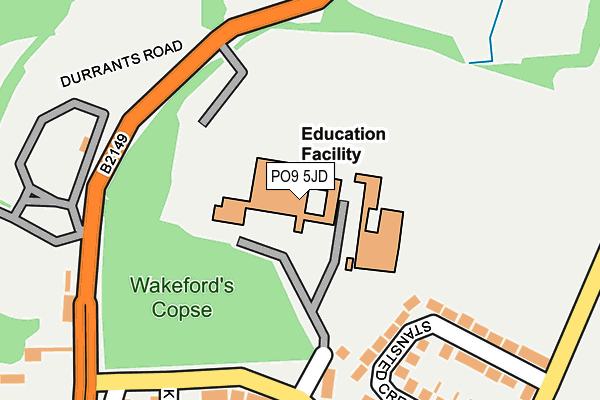 PO9 5JD map - OS OpenMap – Local (Ordnance Survey) PO9 5JD map - OS OpenMap – Local (Ordnance Survey)