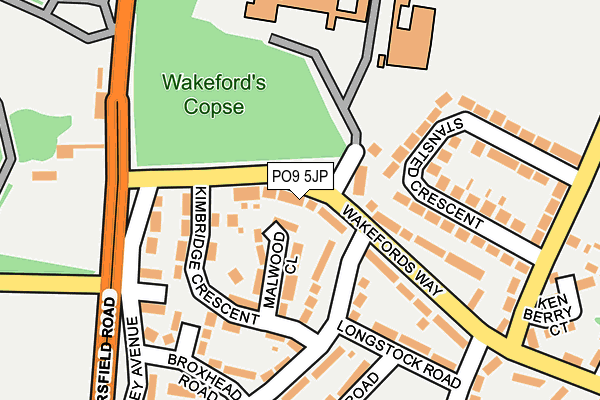 PO9 5JP map - OS OpenMap – Local (Ordnance Survey) PO9 5JP map - OS OpenMap – Local (Ordnance Survey)