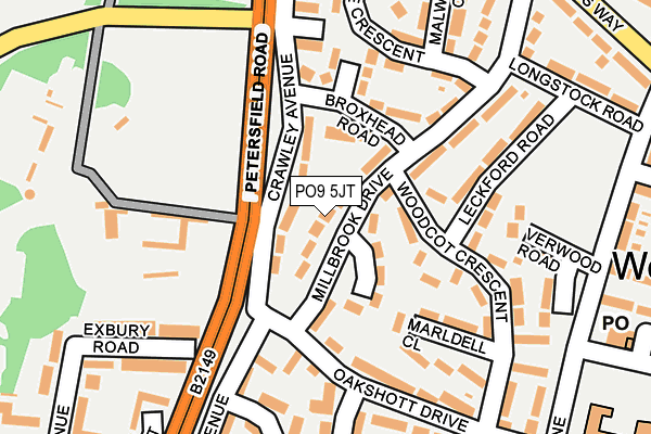 PO9 5JT map - OS OpenMap – Local (Ordnance Survey) PO9 5JT map - OS OpenMap – Local (Ordnance Survey)