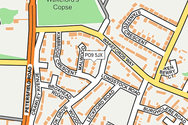 PO9 5JX map - OS OpenMap – Local (Ordnance Survey) PO9 5JX map - OS OpenMap – Local (Ordnance Survey)