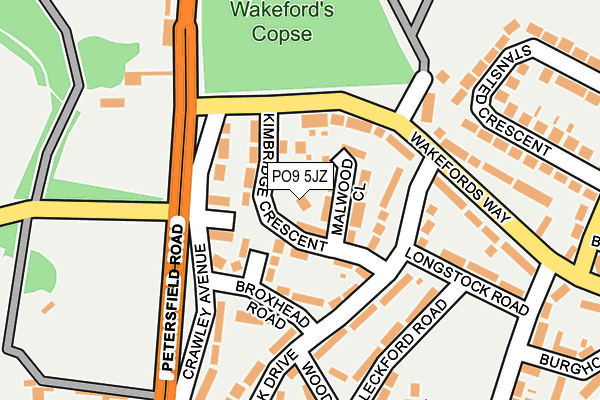 PO9 5JZ map - OS OpenMap – Local (Ordnance Survey) PO9 5JZ map - OS OpenMap – Local (Ordnance Survey)