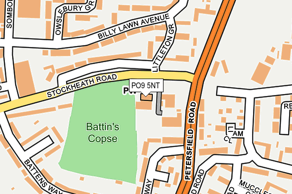 PO9 5NT map - OS OpenMap – Local (Ordnance Survey) PO9 5NT map - OS OpenMap – Local (Ordnance Survey)