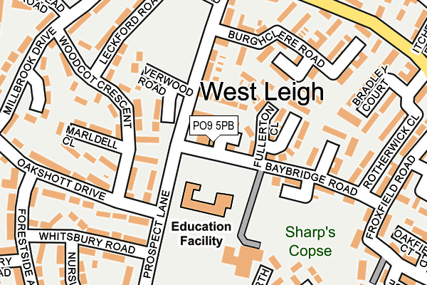 PO9 5PB map - OS OpenMap – Local (Ordnance Survey) PO9 5PB map - OS OpenMap – Local (Ordnance Survey)