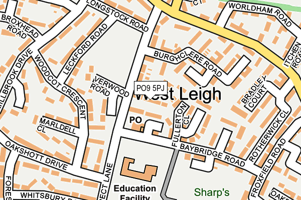PO9 5PJ map - OS OpenMap – Local (Ordnance Survey)