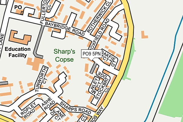PO9 5PN map - OS OpenMap – Local (Ordnance Survey) PO9 5PN map - OS OpenMap – Local (Ordnance Survey)