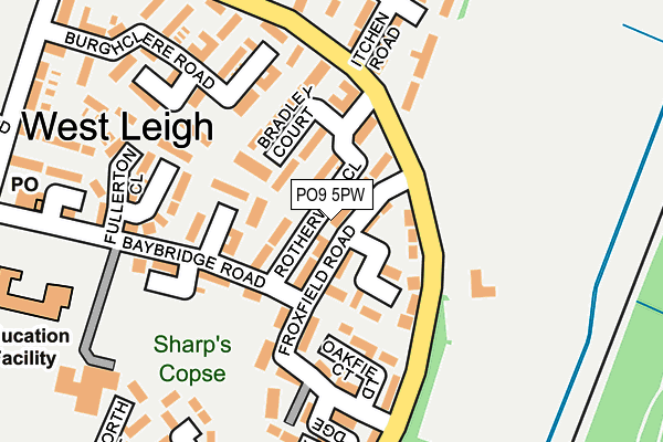 PO9 5PW map - OS OpenMap – Local (Ordnance Survey) PO9 5PW map - OS OpenMap – Local (Ordnance Survey)