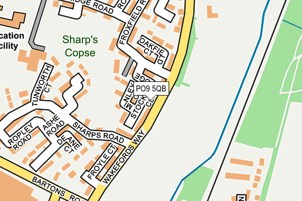 PO9 5QB map - OS OpenMap – Local (Ordnance Survey) PO9 5QB map - OS OpenMap – Local (Ordnance Survey)