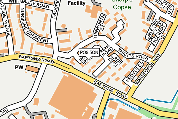 PO9 5QN map - OS OpenMap – Local (Ordnance Survey) PO9 5QN map - OS OpenMap – Local (Ordnance Survey)
