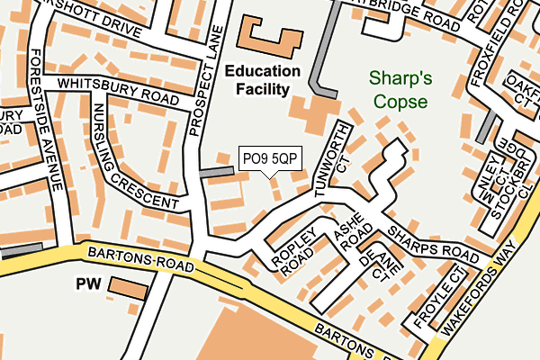 PO9 5QP map - OS OpenMap – Local (Ordnance Survey) PO9 5QP map - OS OpenMap – Local (Ordnance Survey)