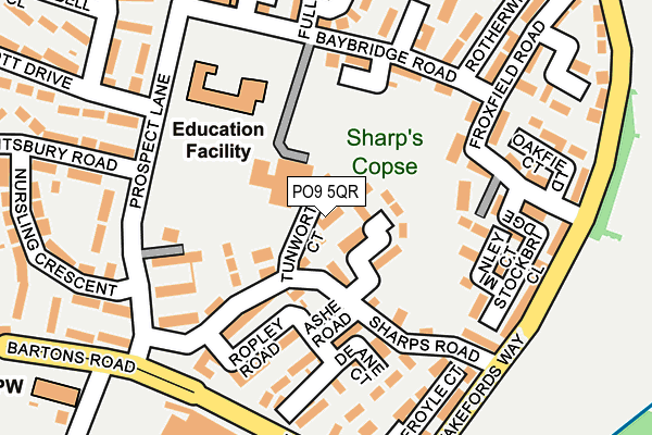PO9 5QR map - OS OpenMap – Local (Ordnance Survey) PO9 5QR map - OS OpenMap – Local (Ordnance Survey)