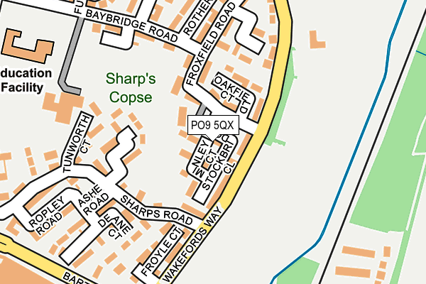 PO9 5QX map - OS OpenMap – Local (Ordnance Survey) PO9 5QX map - OS OpenMap – Local (Ordnance Survey)