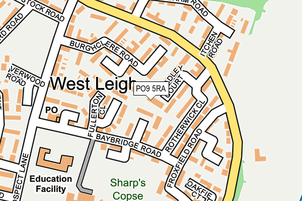 PO9 5RA map - OS OpenMap – Local (Ordnance Survey) PO9 5RA map - OS OpenMap – Local (Ordnance Survey)
