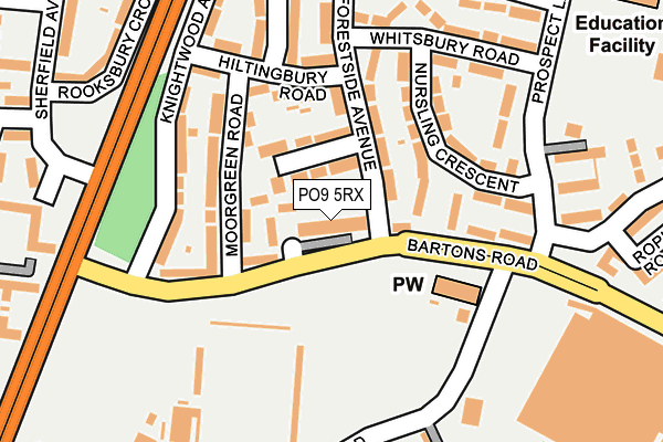 PO9 5RX map - OS OpenMap – Local (Ordnance Survey) PO9 5RX map - OS OpenMap – Local (Ordnance Survey)