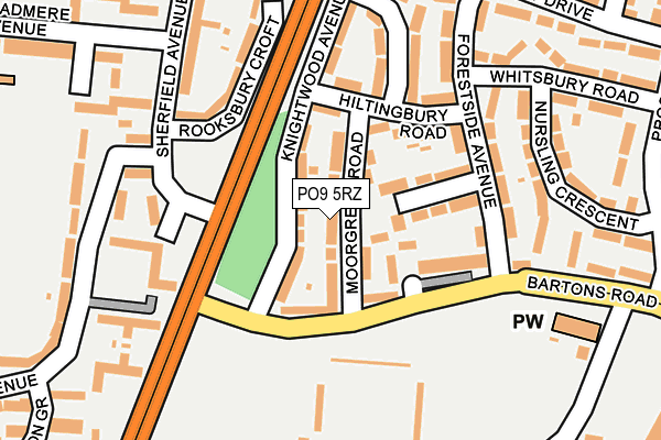 PO9 5RZ map - OS OpenMap – Local (Ordnance Survey) PO9 5RZ map - OS OpenMap – Local (Ordnance Survey)