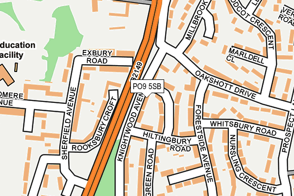 PO9 5SB map - OS OpenMap – Local (Ordnance Survey) PO9 5SB map - OS OpenMap – Local (Ordnance Survey)