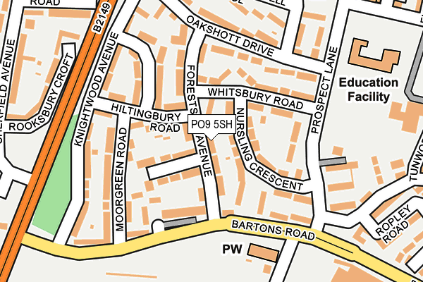 PO9 5SH map - OS OpenMap – Local (Ordnance Survey)