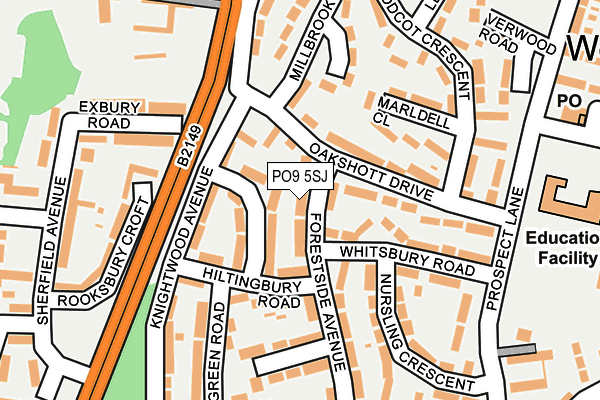 PO9 5SJ map - OS OpenMap – Local (Ordnance Survey)