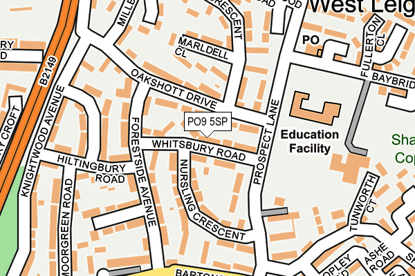 PO9 5SP map - OS OpenMap – Local (Ordnance Survey) PO9 5SP map - OS OpenMap – Local (Ordnance Survey)