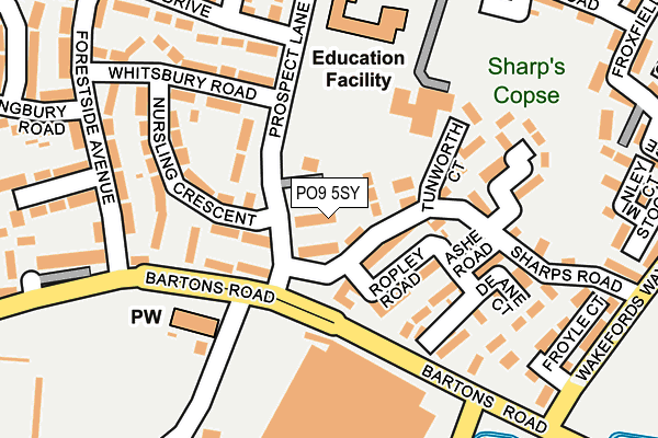 PO9 5SY map - OS OpenMap – Local (Ordnance Survey) PO9 5SY map - OS OpenMap – Local (Ordnance Survey)