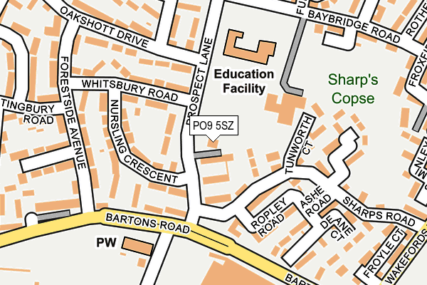 PO9 5SZ map - OS OpenMap – Local (Ordnance Survey) PO9 5SZ map - OS OpenMap – Local (Ordnance Survey)
