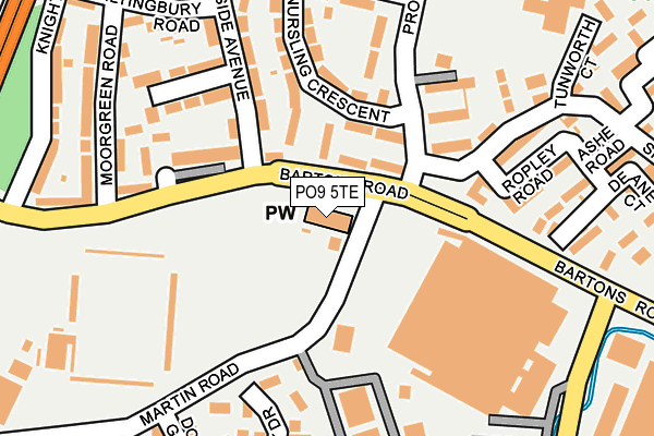 PO9 5TE map - OS OpenMap – Local (Ordnance Survey) PO9 5TE map - OS OpenMap – Local (Ordnance Survey)