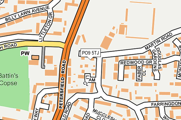 PO9 5TJ map - OS OpenMap – Local (Ordnance Survey) PO9 5TJ map - OS OpenMap – Local (Ordnance Survey)