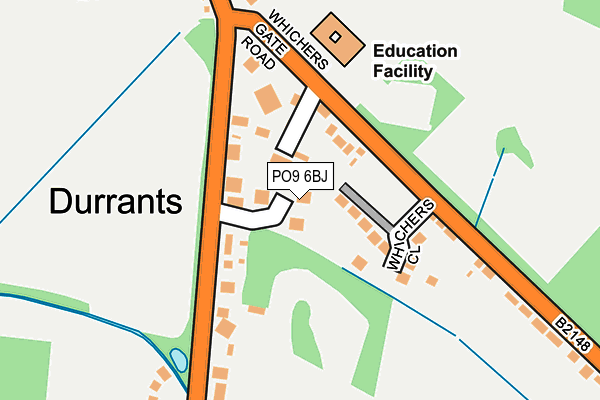 PO9 6BJ map - OS OpenMap – Local (Ordnance Survey)