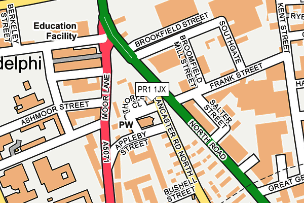 PR1 1JX map - OS OpenMap – Local (Ordnance Survey) PR1 1JX map - OS OpenMap – Local (Ordnance Survey)