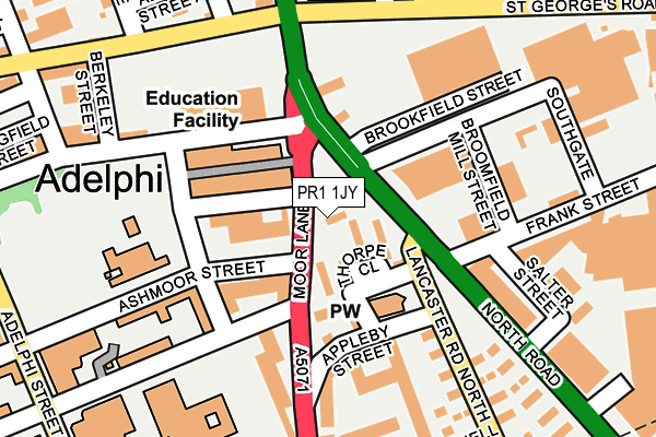 PR1 1JY map - OS OpenMap – Local (Ordnance Survey)