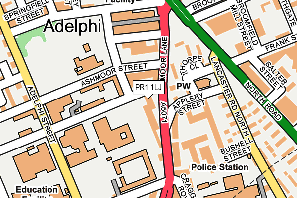 PR1 1LJ map - OS OpenMap – Local (Ordnance Survey) PR1 1LJ map - OS OpenMap – Local (Ordnance Survey)