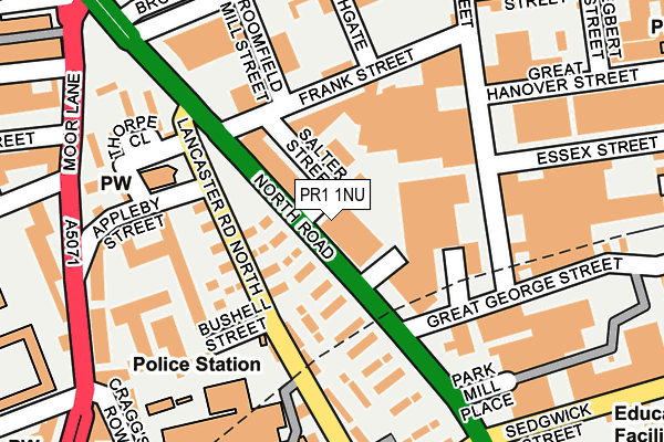 PR1 1NU map - OS OpenMap – Local (Ordnance Survey) PR1 1NU map - OS OpenMap – Local (Ordnance Survey)