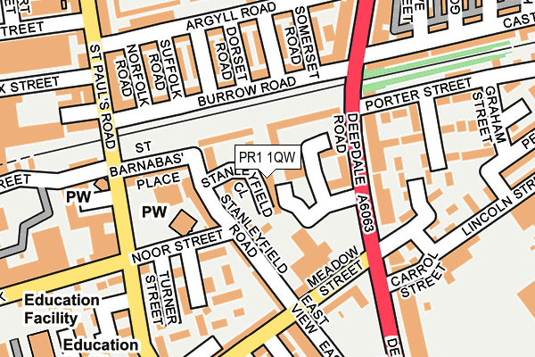 PR1 1QW map - OS OpenMap – Local (Ordnance Survey) PR1 1QW map - OS OpenMap – Local (Ordnance Survey)